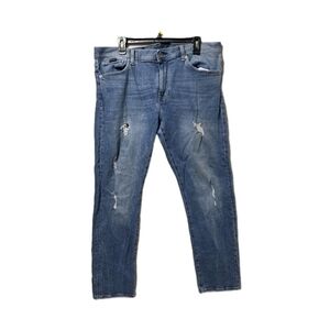 ARMANI EXCHANGE BLUE DISTRESSED J16 STRAIGHT JEANS SIZE 36